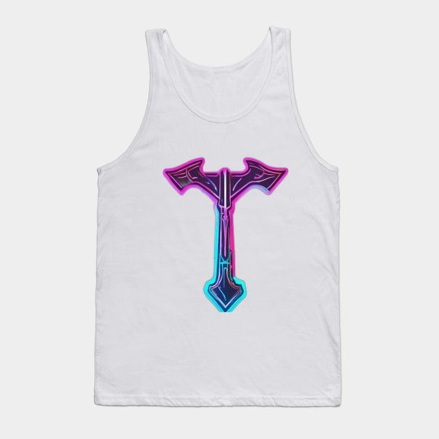 Neon Cyber Axe Graphic Tee Design No. 580 Tank Top by cornelliusy